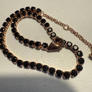 Authentic Pandora, SZ 18CM, Rose Gold, Black Crystal Tennis Bracelet/ Extender